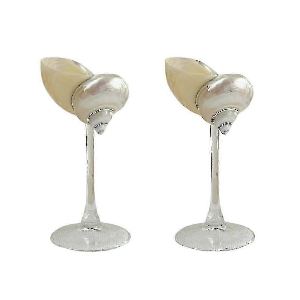 2個の貝殻グラス巻き貝カップマティーニグラスカクテルグラスカップ誕生日の結婚式ビーチブライズメイド記念日パーティー