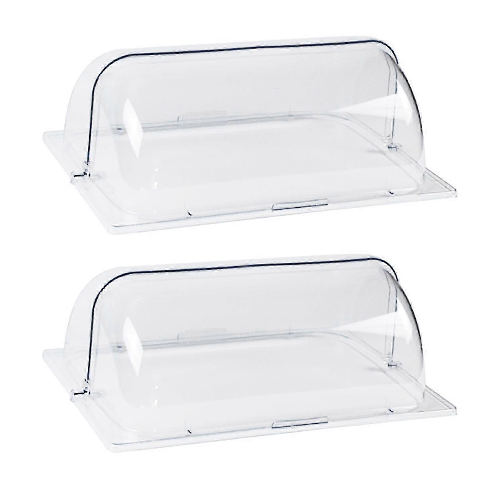 Clear Full-Size Chafing Dish Cover, 2-Pack Rectangular Plastic Display Lid for Bakery Desserts
