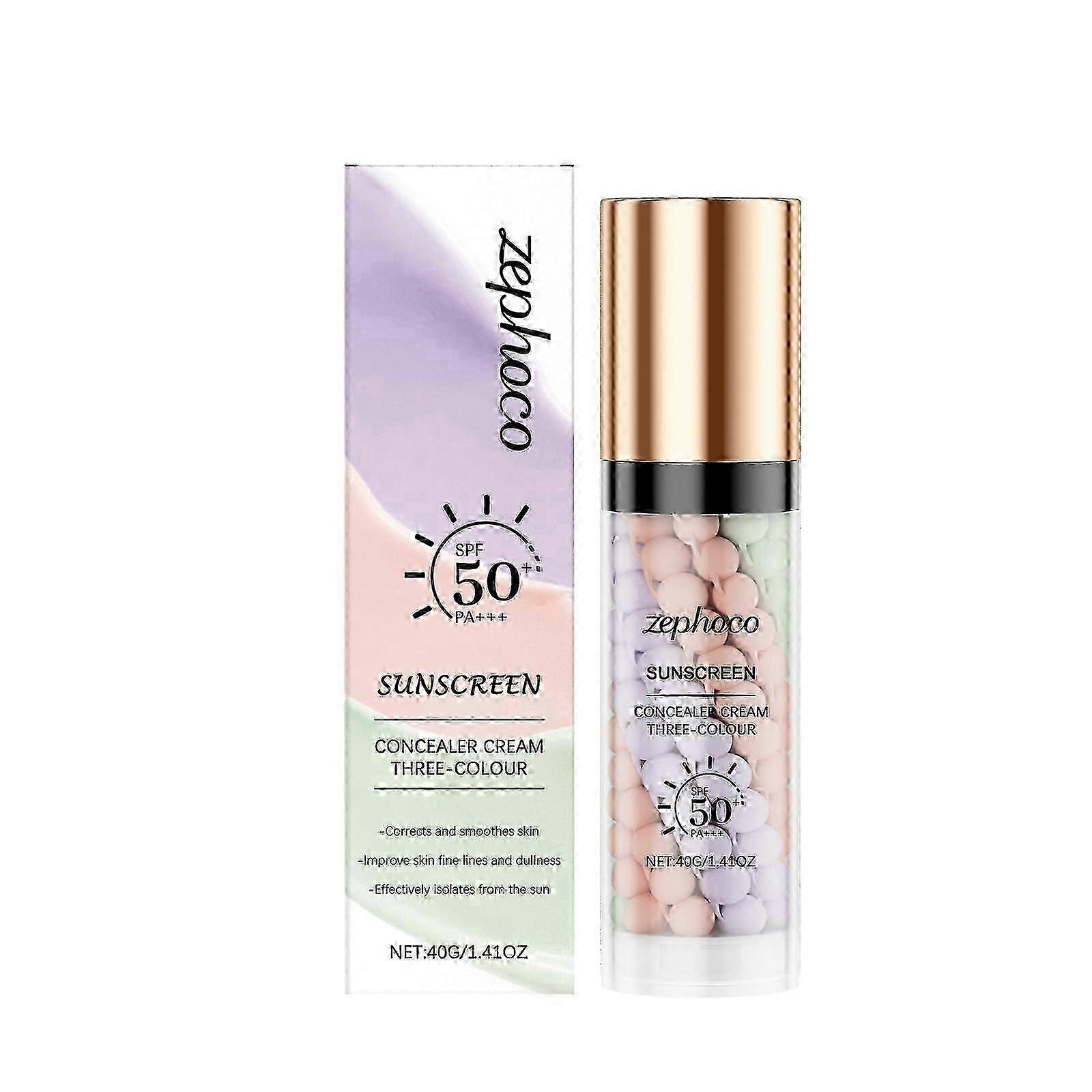 zephoco three-color rainbow protective primer, concealer primer, brightening, moisturizing, even skin, long-lasting makeup protective cream