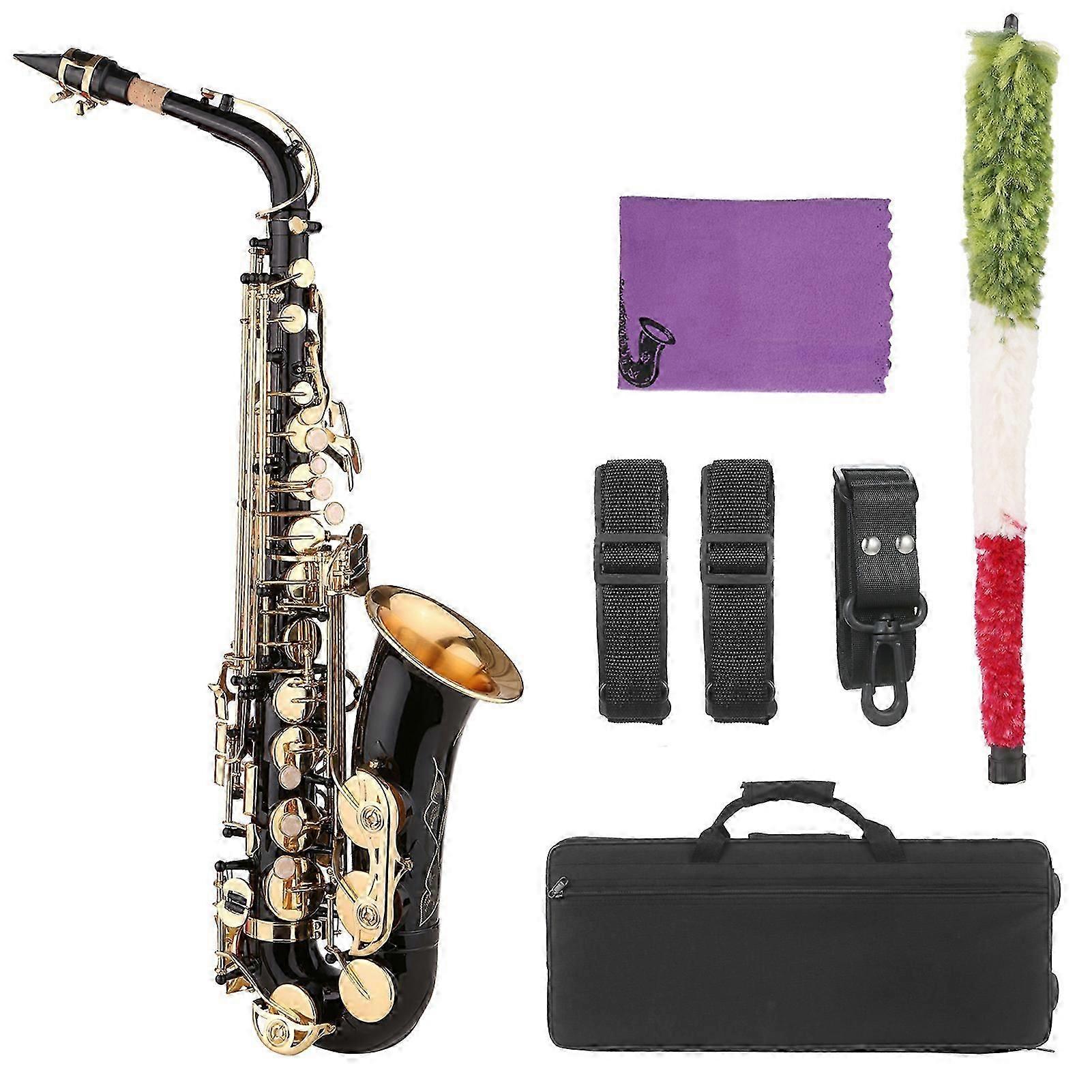 Saxophone Black Paint E-flat Sax For Beginner Student Intermediate Player Brass Eb Alto Saxophone With Mouthpiece Carrying Case Cleaning Cloth Brush S