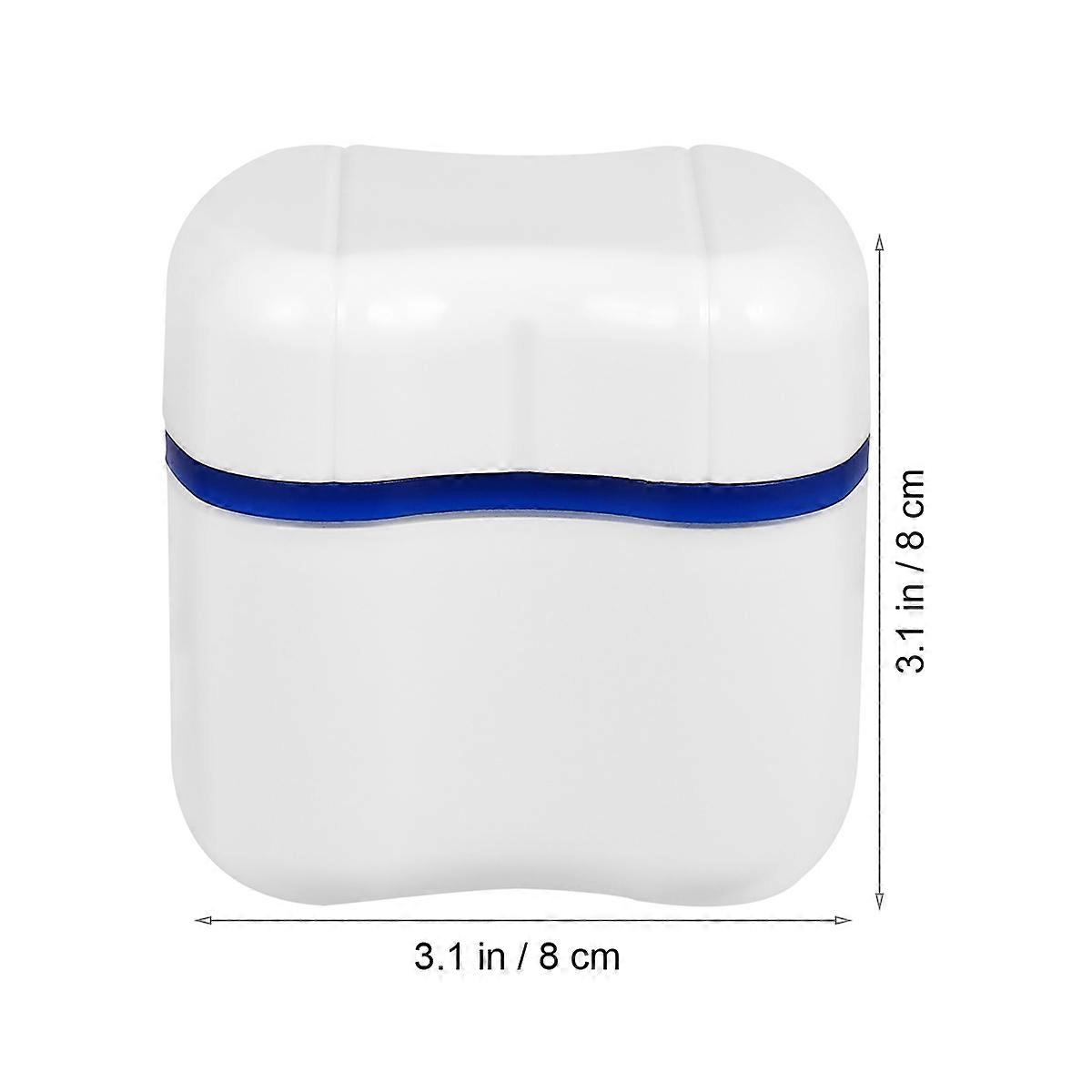 Denture Bath Case Blue PP Material Filtering Liquid Grandparents 1Pcs
