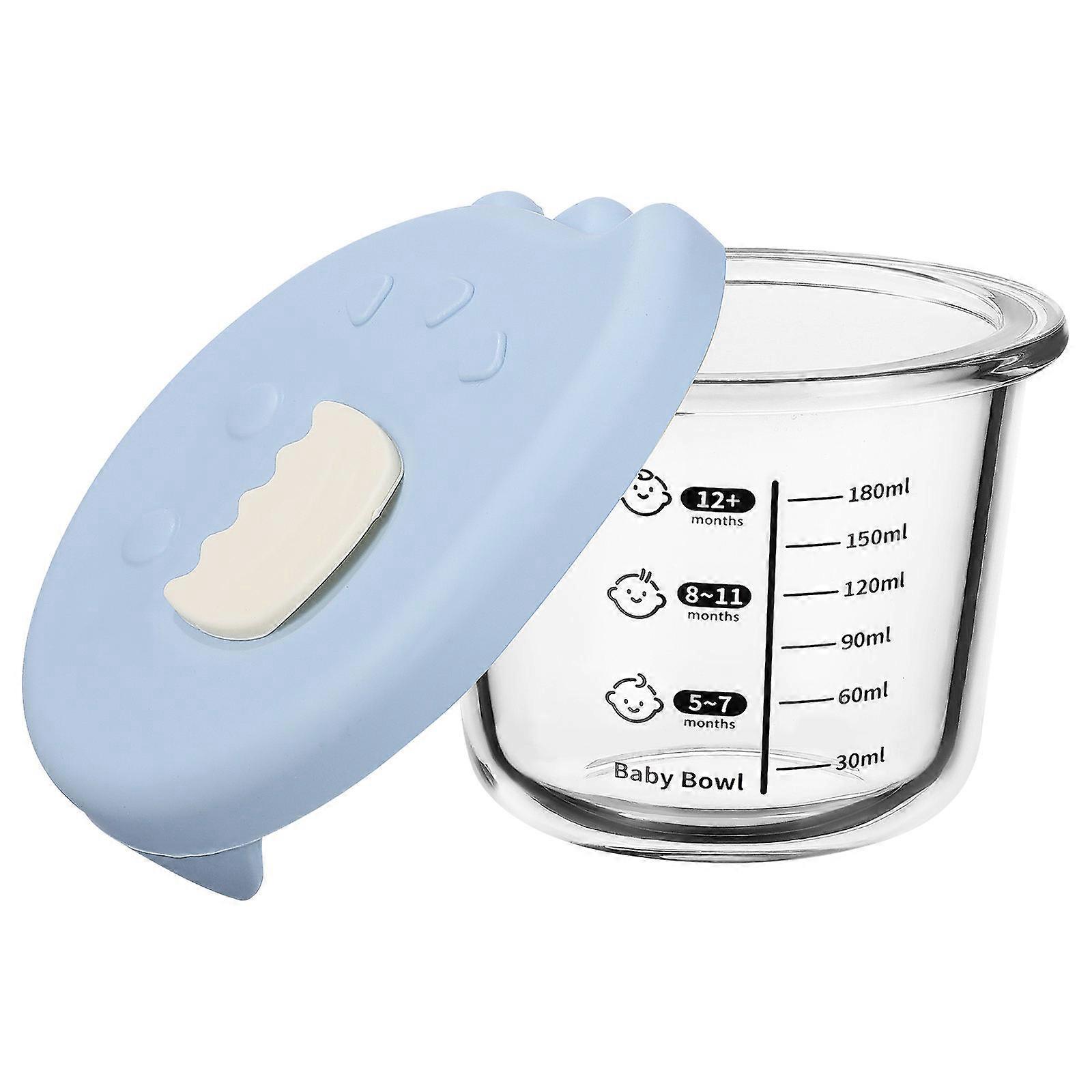 Glass Baby Food Bowl for Storage 4Pcs with Sealed Lid Sky-Blue
