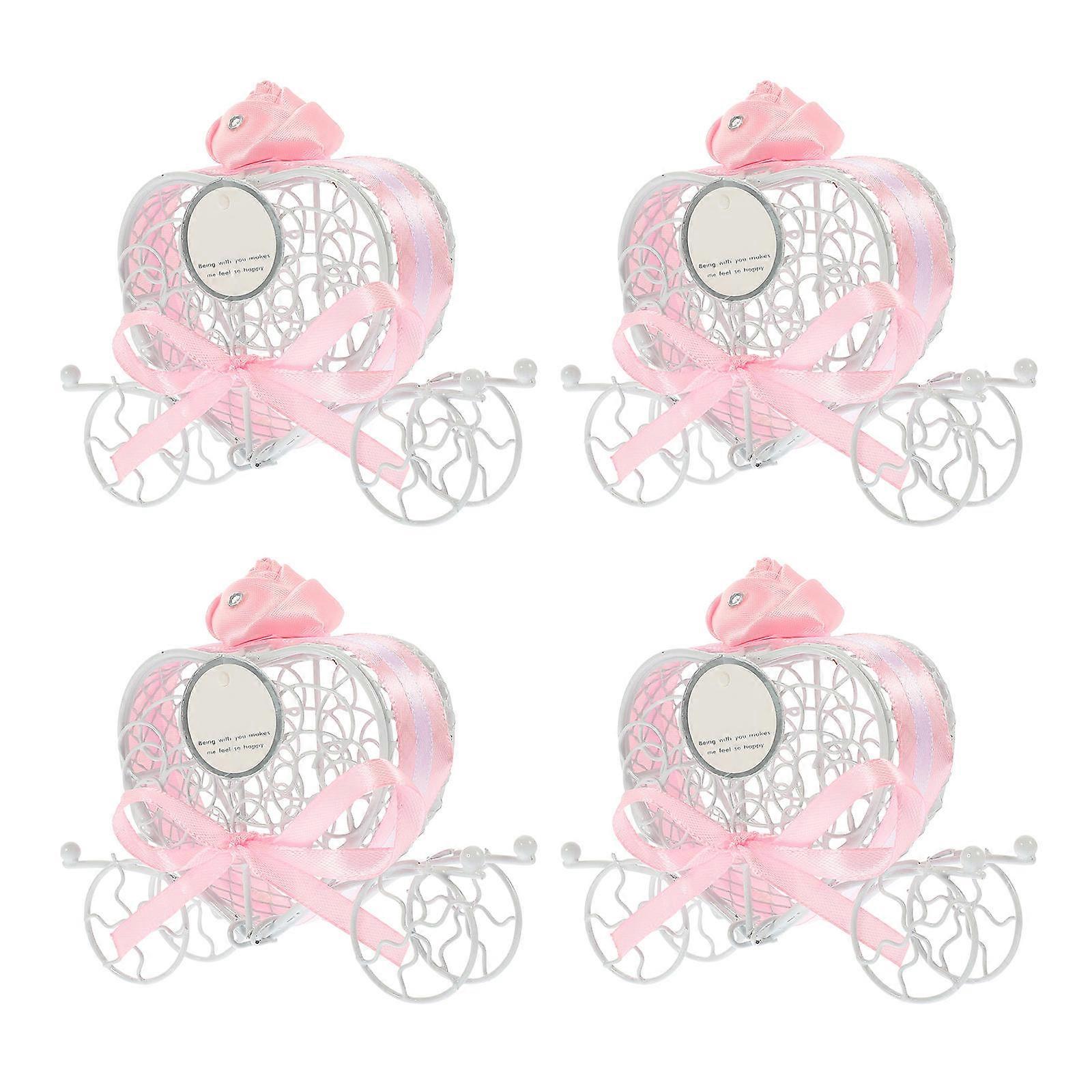 Candy Treats Box Heart Cart for Storage Use 8Pcs Elegant Pink Creative Carrier