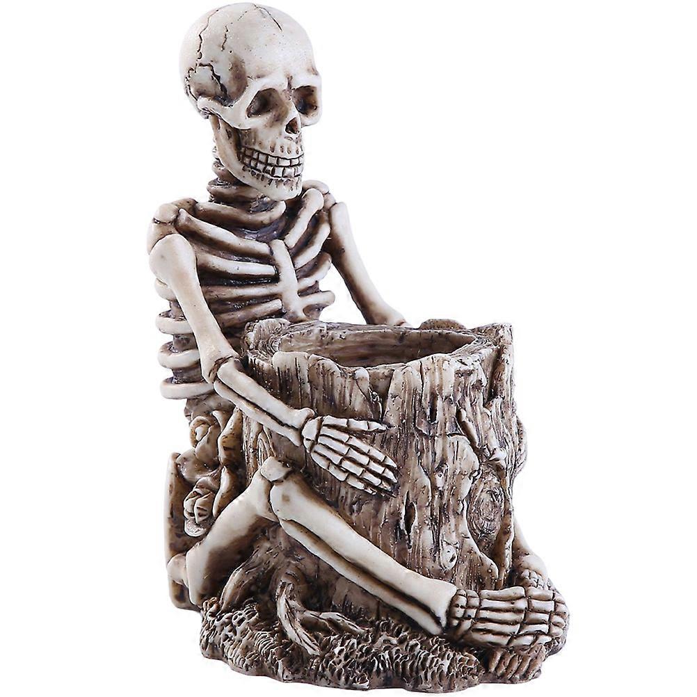 Skull Pen Holder Resin Storage Box Holder for Desktop Organization