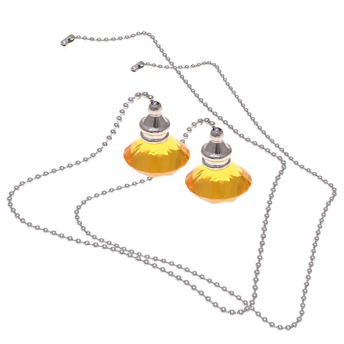 Pull Chain Ornaments Crystal Ceiling Fan Pull Chain Amber Fan Switch Home Ornament 2Pcs