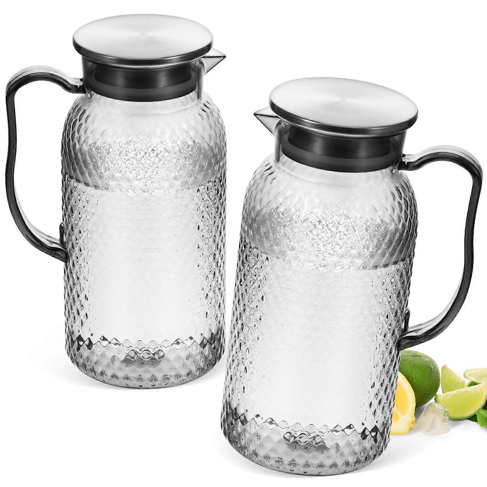 Plastic Juice Jug with Lid for Fresh Juice Storage 4Pcs Transparent Pitchers