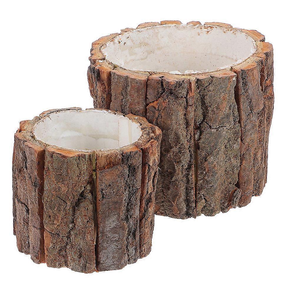 Rustic Log Flower Planter for Flower 8Pcs Waterproof Decorative Pots