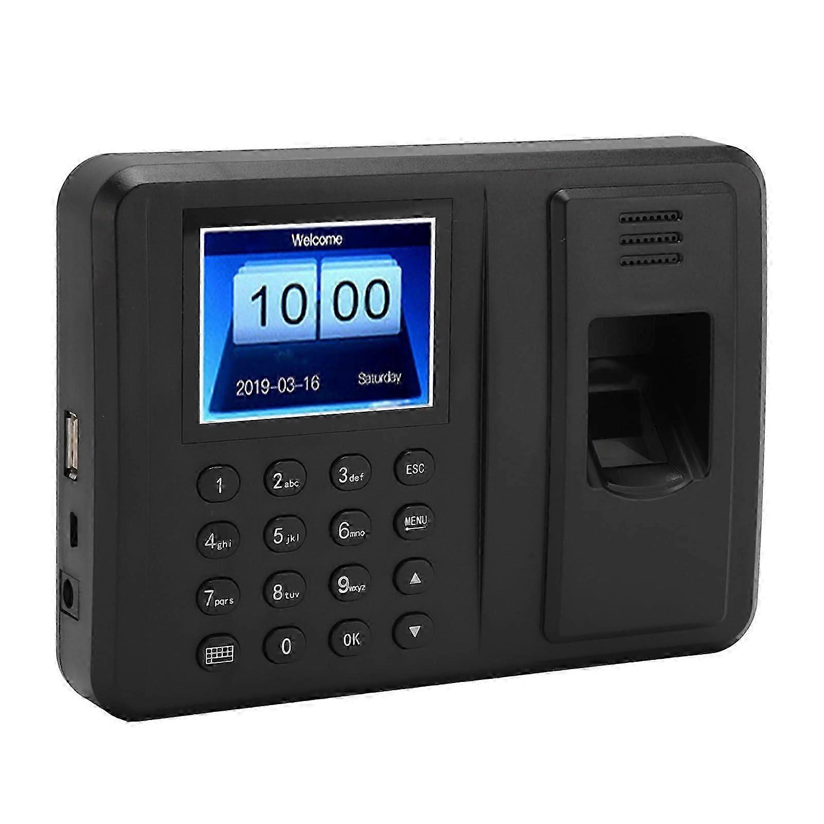 Fingerprint Stamp Clock Time Attendance Machine 2.8' Color Screen Real Voice Prompts 100240V for Office (EU Plug) EU Plug