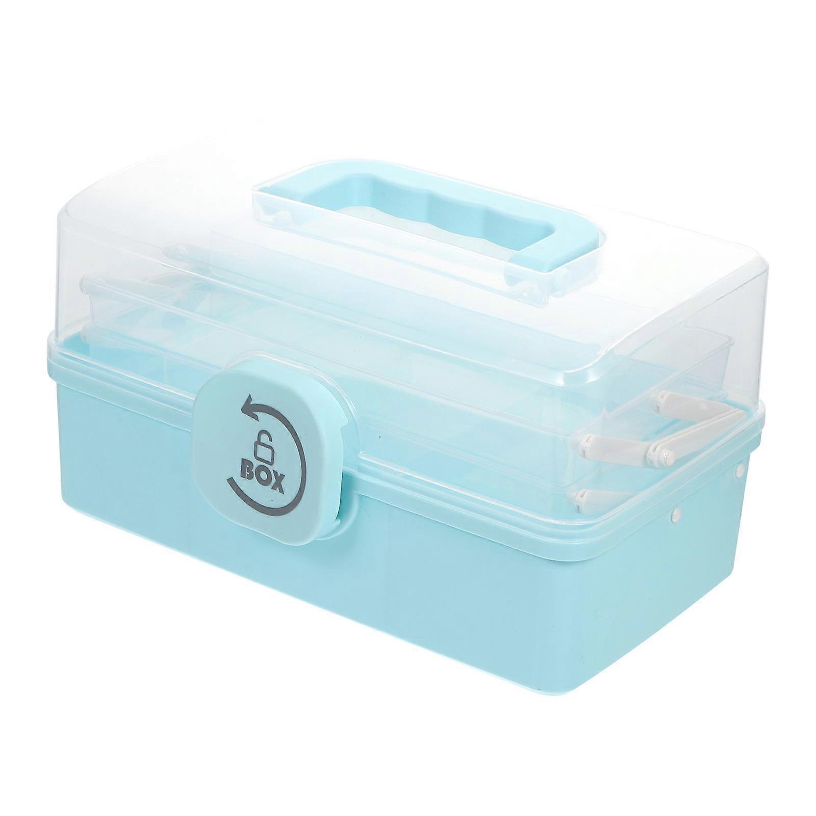 1Pcs Blue Painting Tool Storage Box for Home Three-Layer Case