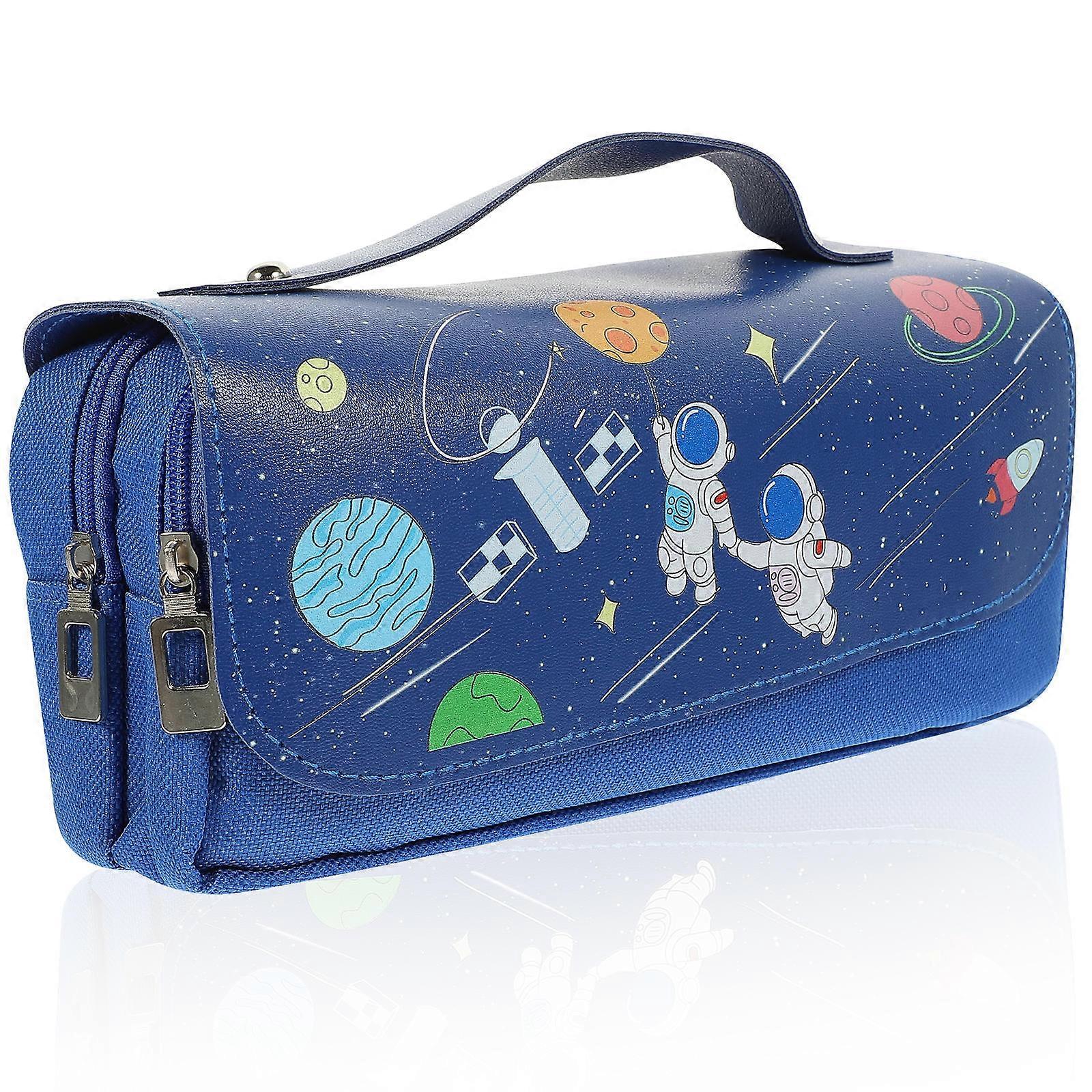 Stationery Bag Pencil Case for Students with Large Capacity 2Pcs Blue