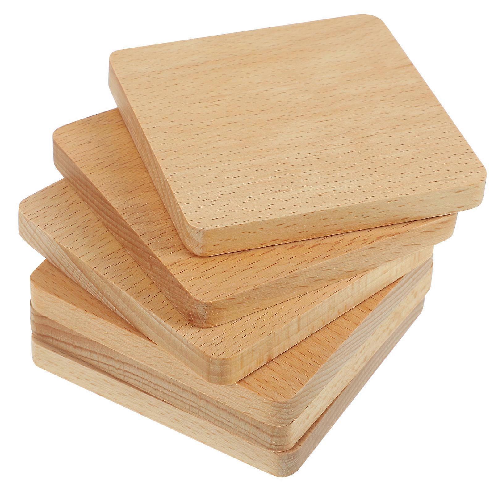 Wooden Coaster Cup Mats For Shop Use Square Shape Prevent Water Marks Diy Decoration 6Pcs
