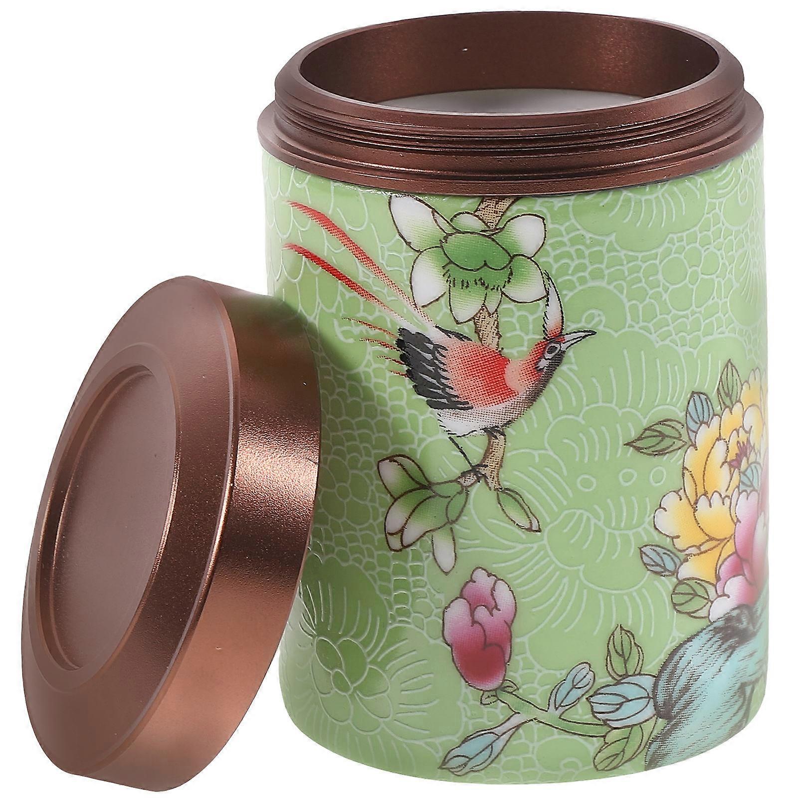 Green Mini Ceramic Tea Holder for Storage Use 4Pcs Portable Tea Jars