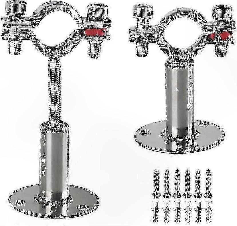 Adjustable Stainless Steel Pipe Brackets, 2 Pack Wall or Ceiling Mount Clamps with Screws for Pipe Support