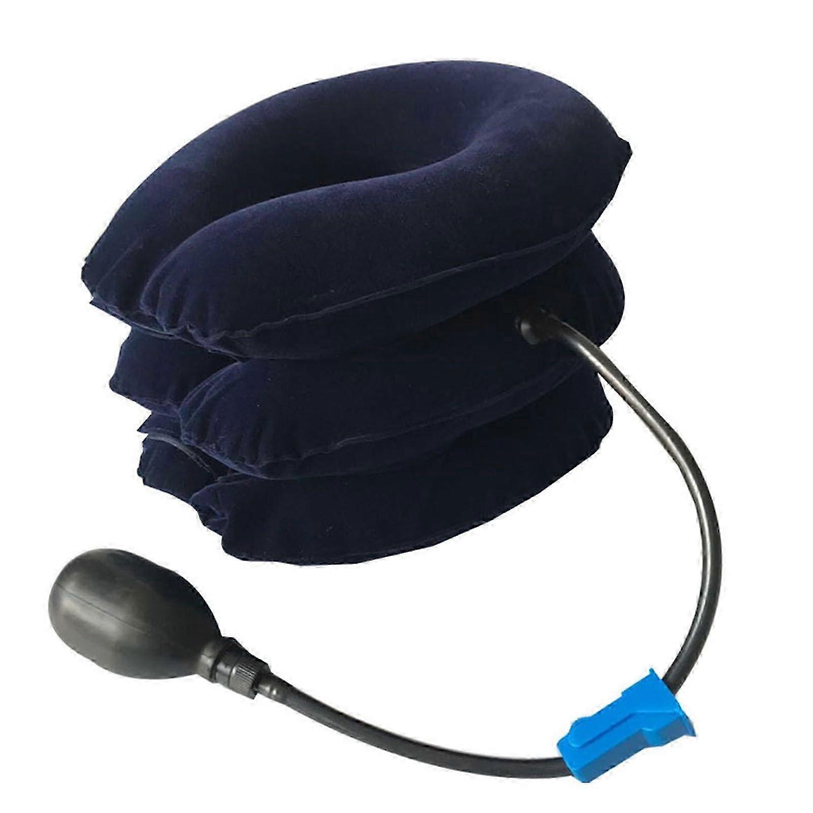 Inflatable Neck Traction Device with Adjustable Stretcher Pillow, 80cm, Dark Blue