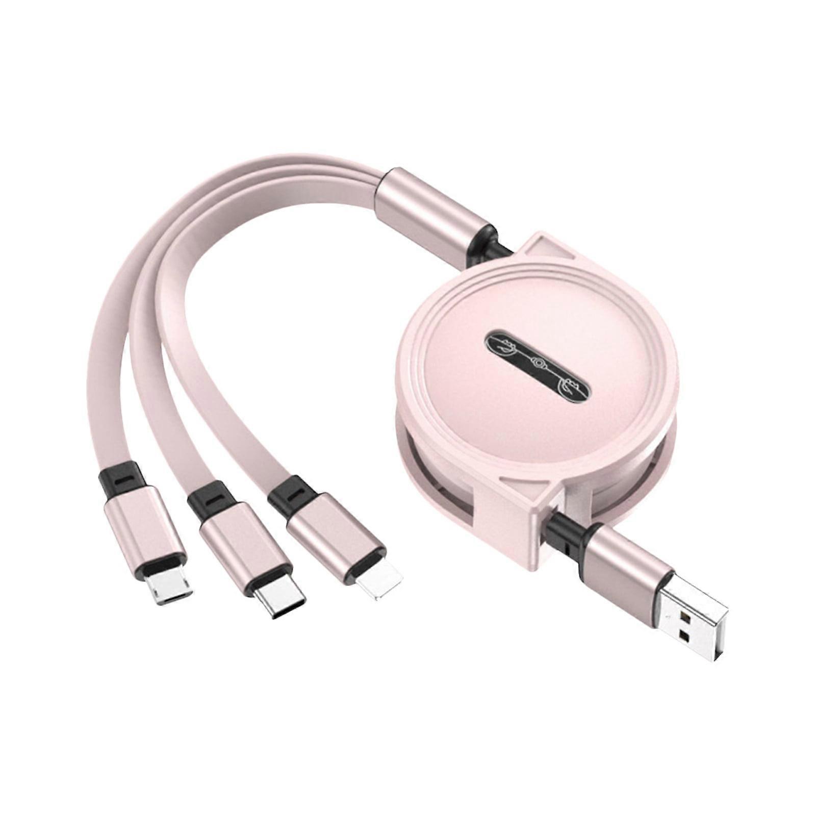 Jacenvly 2024 New 5 Gear Retractable 3-in-1 USB Cable, Type-C/Micro USB/iOS, Compatible with iPhone/Android, Fast Charging, 120cm
