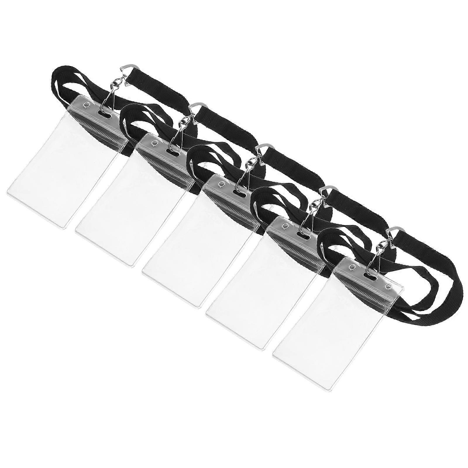 Black Id Badge Holder with Lanyard for Badge Cards 20Sets Use