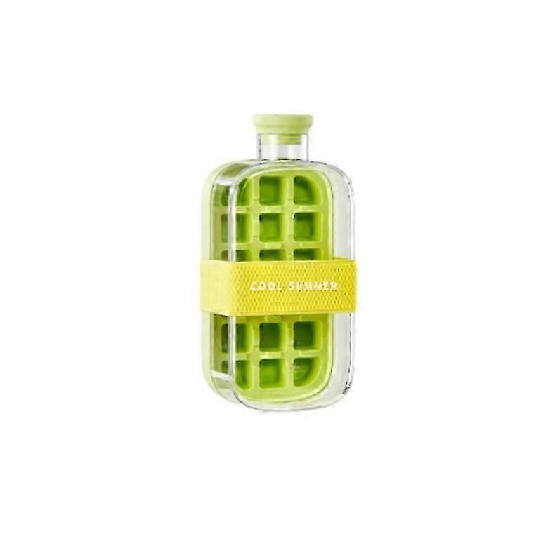 Green 800ml 2-in-1 Ice Maker Ice Cube Tray & Water Bottle, Touch-Free Silicone Ice Cube TrayIce Cube Bottle, 2 in 1 Touch-Free Ice Cube Tray Water Bot