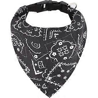 Modehunde Bandana Justerbare tørklæder til hvalp Lille hund Kat (s, sort)