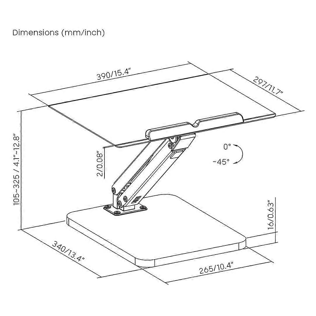 Maclean Βάση Γραφείου Για Οθόνη Ή Laptop, Ελατήριο Αερίου, Για Όρθια Και Καθιστή Εργασία, Μαύρο, Mc-493