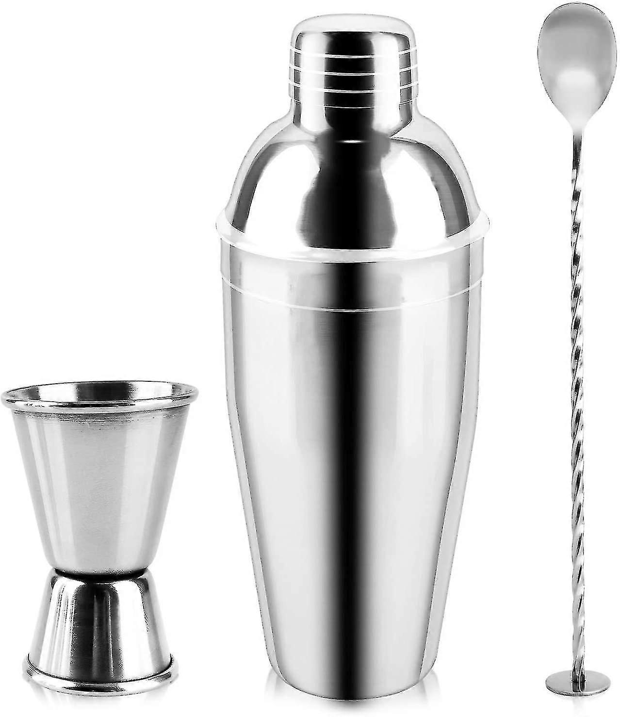 750ml 5 Piece Stainless Steel Cocktail Shaker Kit With Internal Filter, Double