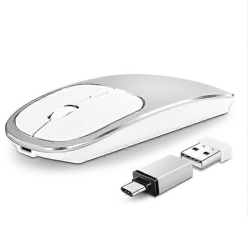 Universal Aluminum Rechargeable Optical Mice Type C + Usb 2.4ghz 1600dpi Wireless Mouse For Laptop Pc Notebook Desktop
