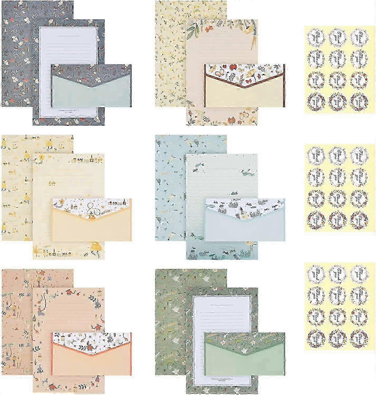 Stationery set, 36 sheets of stationery and 18 envelopes, self-adhesive envelopes stationery envelopes pattern miao4