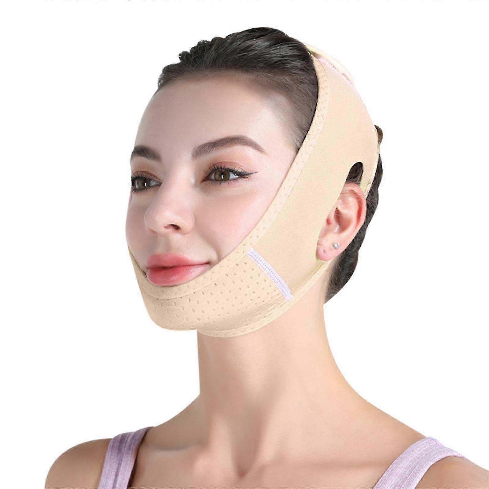 Jaw Line Enhancer Strap V Face Slimming Bandage with Adjustable Jaw Line Shaper for Home or Office Easy to Use Chin Ban pink purple