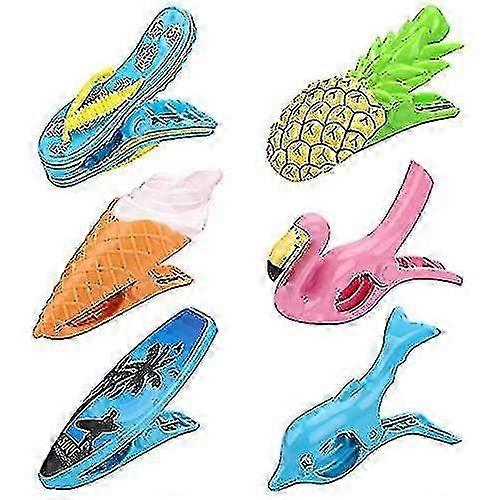 6 Heavy Duty Plastic Clips for Towels - Beach, Pool, Laundry & Sunbed Use