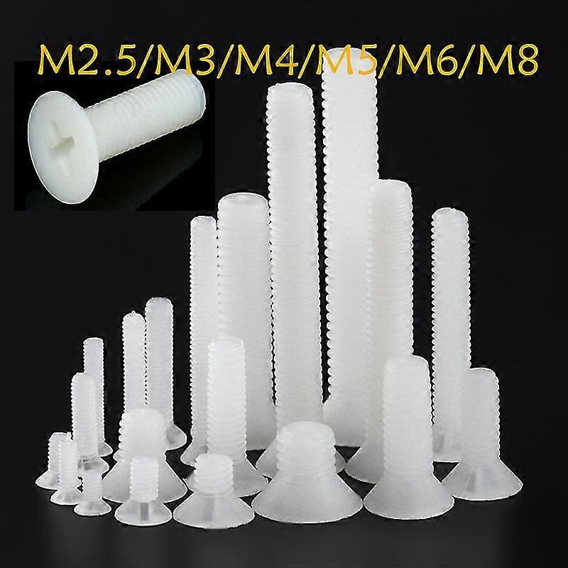 10 db 50db M2.5 M3 M4 M5 M6 M8 Lapos fejű Phillips csavarok Nylon műanyag csavar hossza 5mm 40mm A