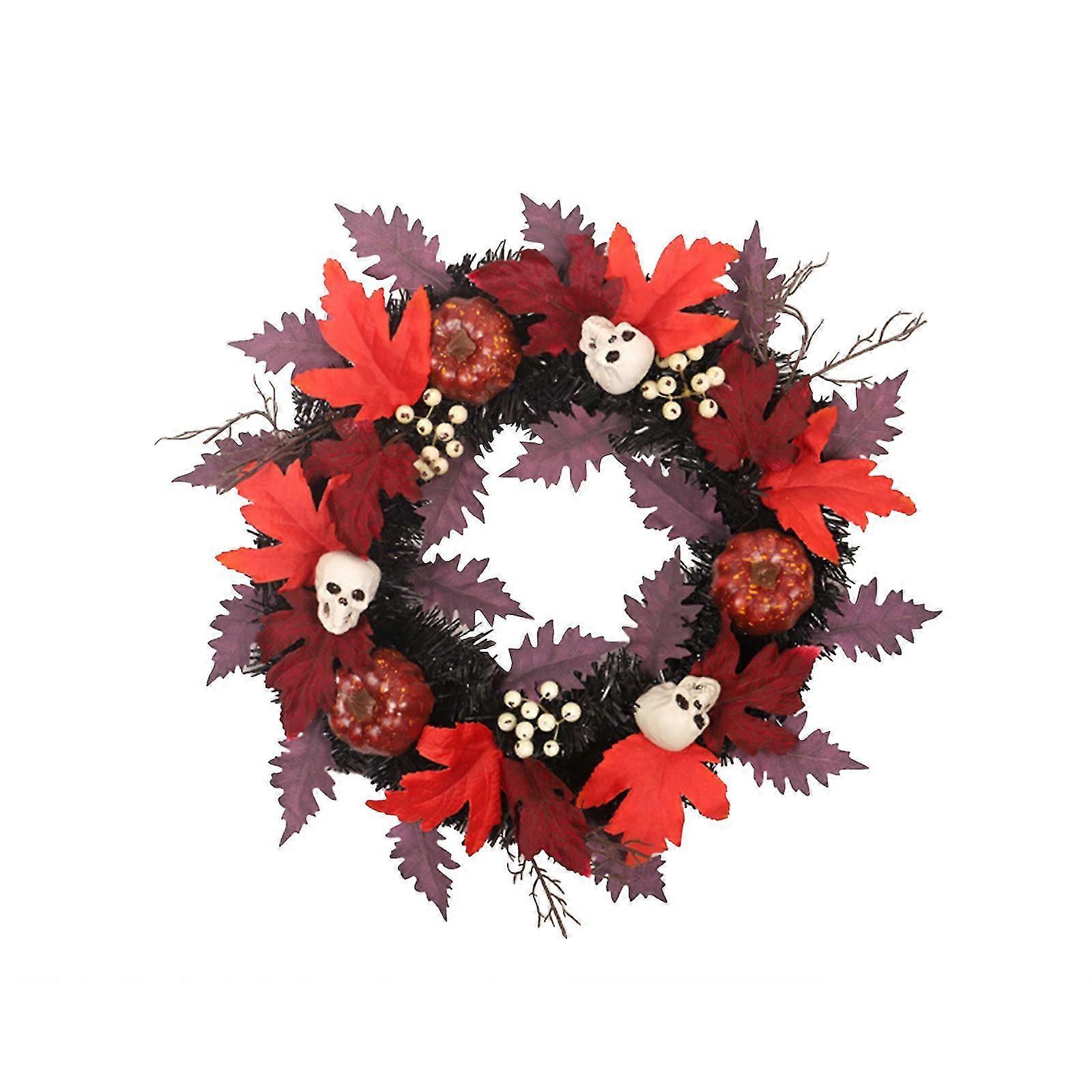 Halloween Skeleton Maple Leaf Wreath Wreath Simulation Black