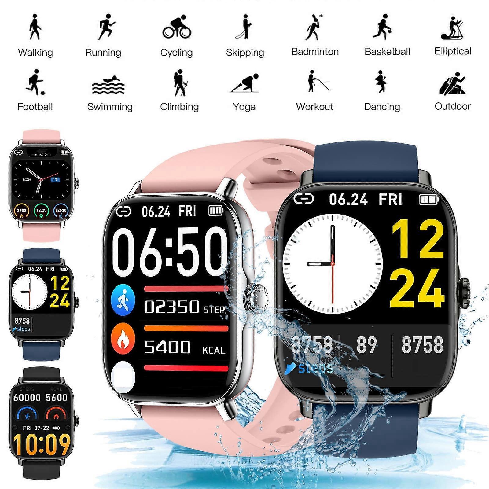 Jacenvly 2024 New Smartwatch for Women, Compatible with Bluetooth, Waterproof, Step & Motion Tracker, Music & Call Support, Black