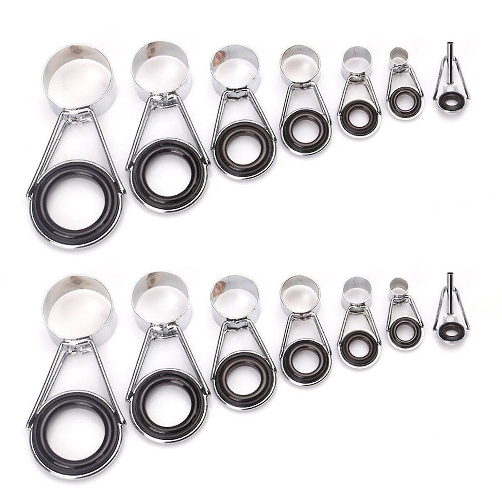 14pcs Fishing Rod Guides Tip 7 Sizes Telescopic Tip Repair Line Rings