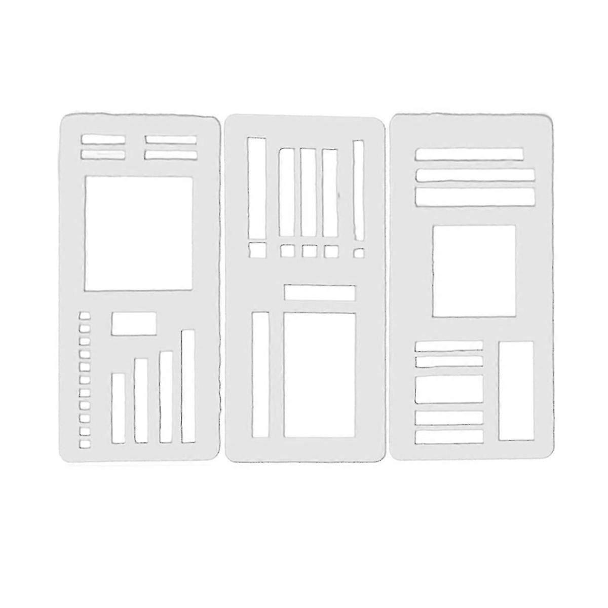 3PCS Handmade Flexible Record Template,Planner Stencil Set for Dot Grid Journals, Drawing and Check List Templates C