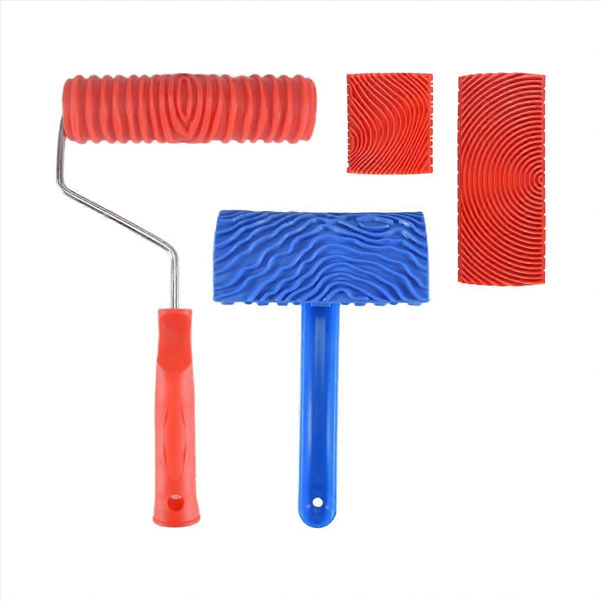Wood Grain Tools, 4Pcs Wood Grain Roller Painting Tools Texture Pattern with Handles Texture Tool Pa