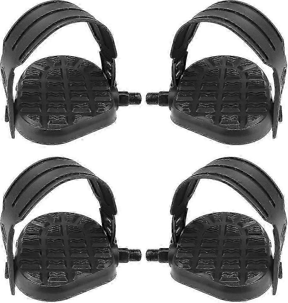 Bike Pedals with Straps for Exercise Bikes: Fixie Set Replacement Pedals with Adjustable Straps