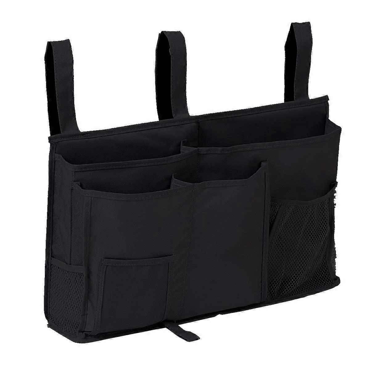 Bedside Storage Caddy Organizer with 8 Compartments, Hanging Bag for  Items, Black