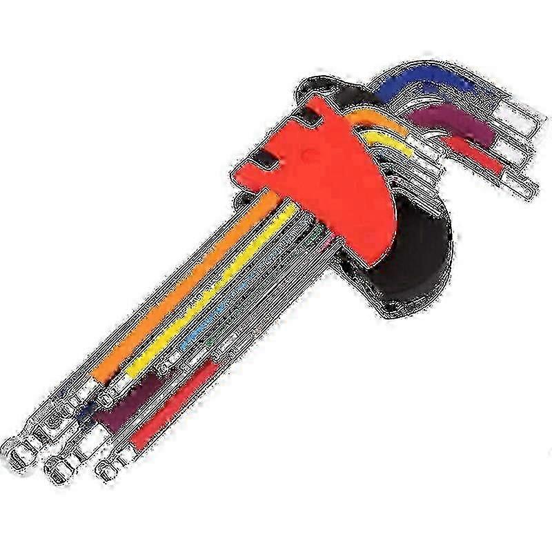 Hex Allen Keys, 9 Pieces Professional Hex Key, Metric Hex Key Set, With Color