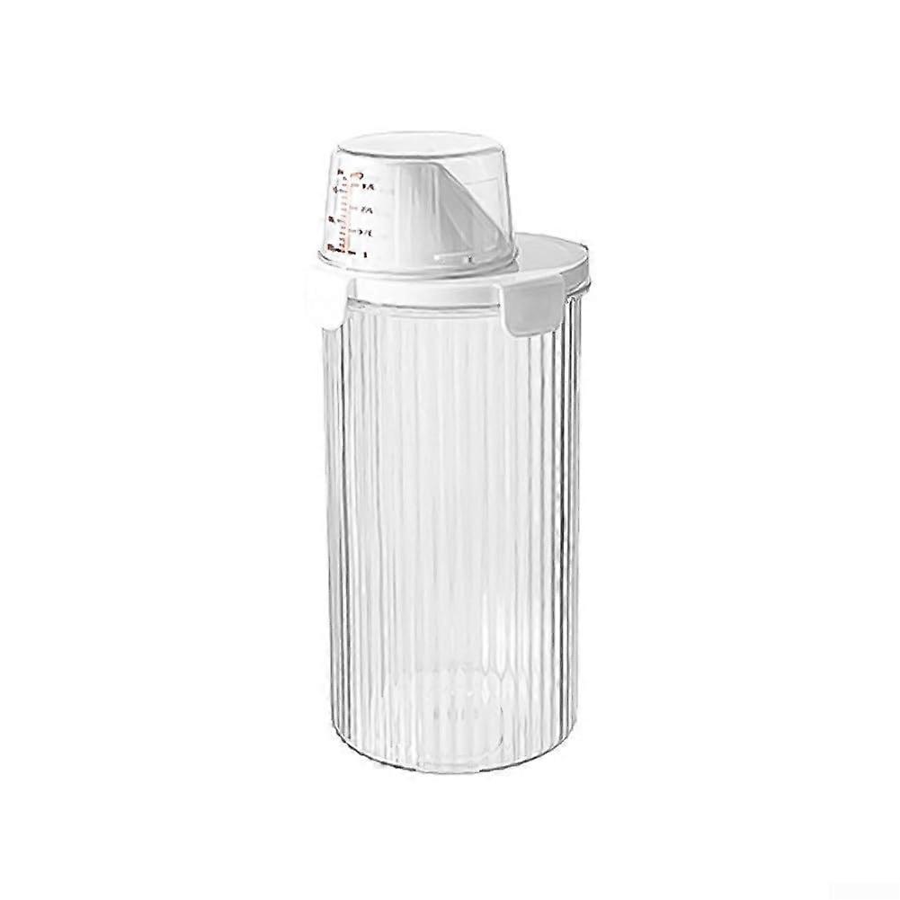 Transparent Cereal Storage Container with Airtight Seal and Measuring Cup for Dry Food (Medium)