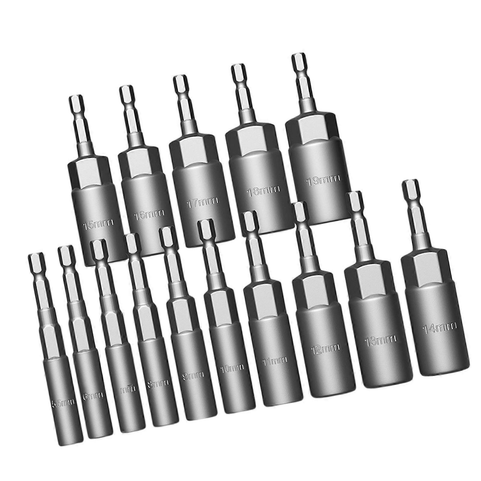 1/4inch Hexagonal Shank Nut Driver Bit Set Quick Changing Socket Nut Impact Driver Adapter Drill Bit Extension Socket Multicolor