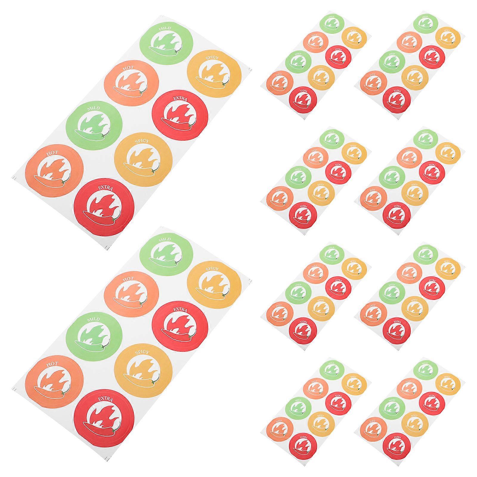 Spicy Spice Label Stickers for Food Warning and Indicating 10 Sheets