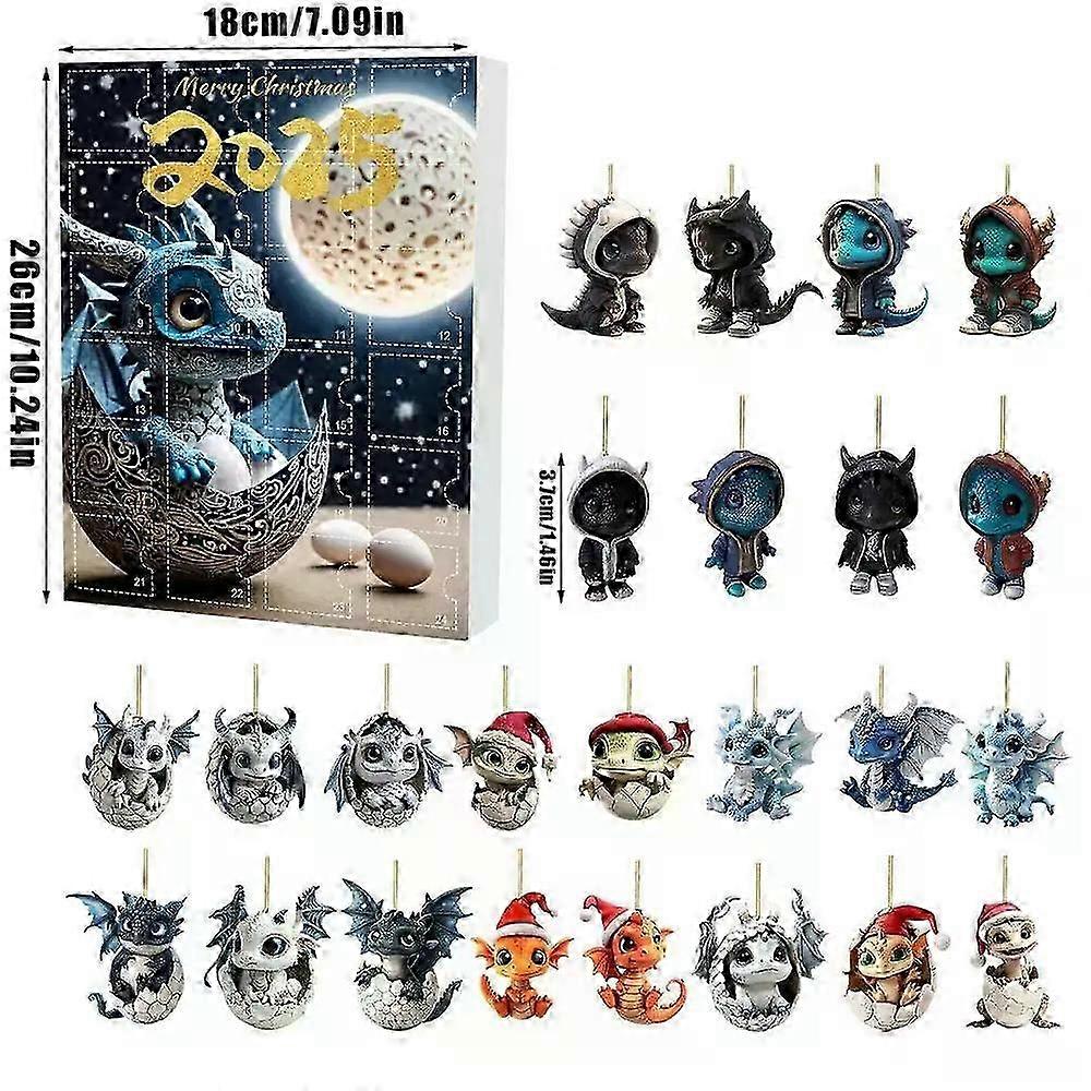 24pcs Acrylic Dinosaur Ornaments for Advent Calendar Gift