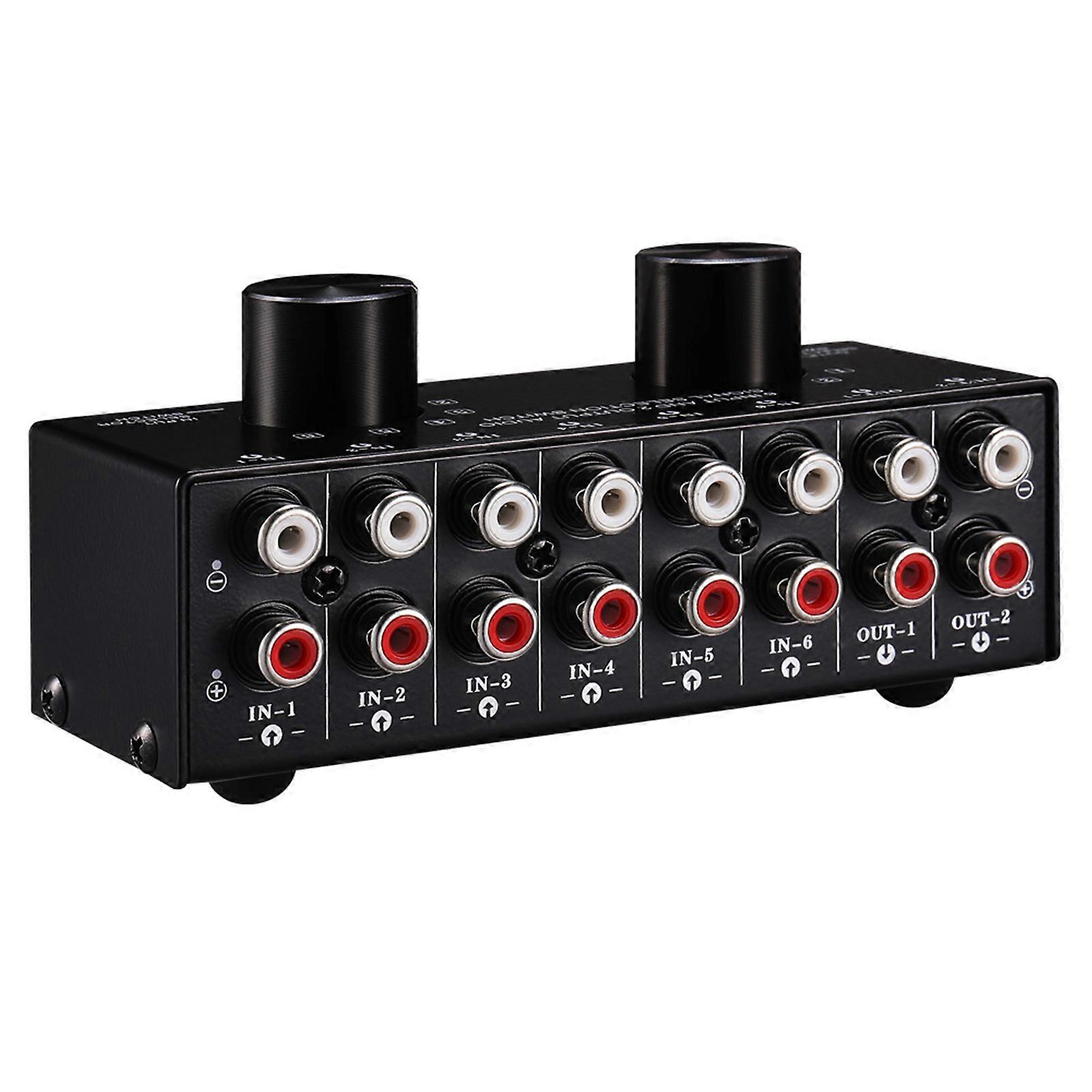 Flexible Switching Solution for Sound Source Signal 6 in 2 out Passive Speaker Sound Source Signal Switcher Distributor Multicolor
