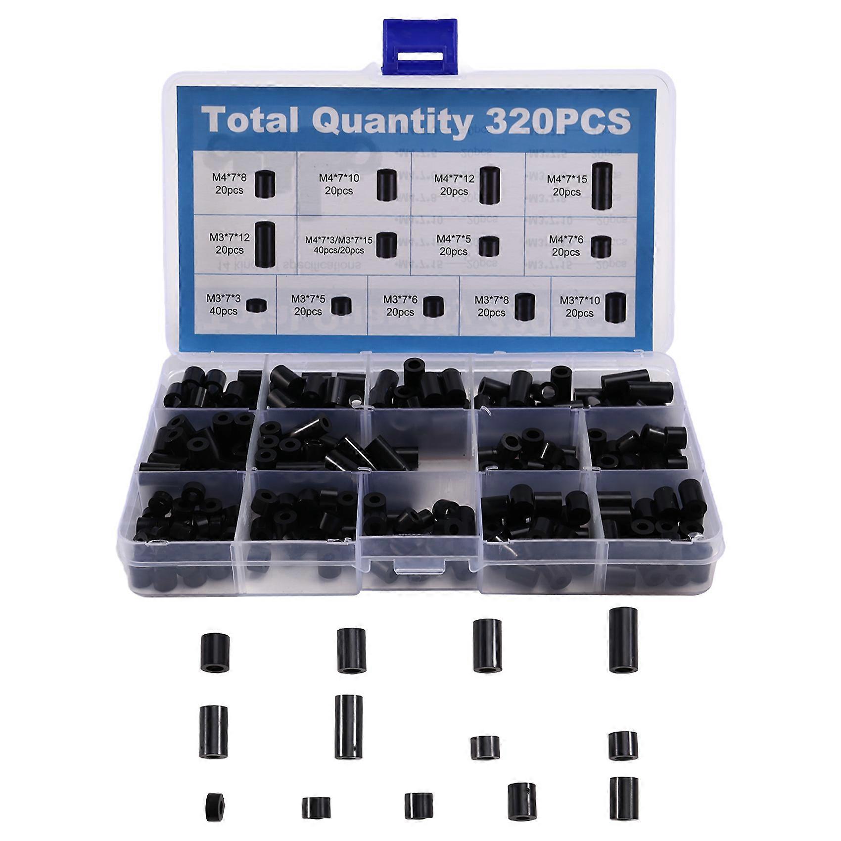 320 Pcs Straight-Through Hollow Plastic Isolation Column Straight-Through Column Sleeve Insulating Column Set