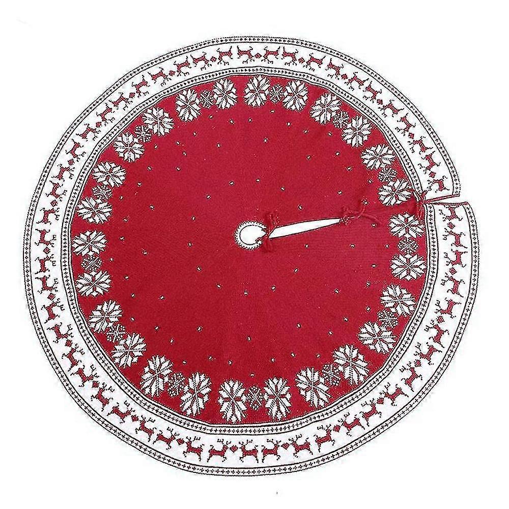 Circular Christmas tree skirt knit pattern for festive decor red covering