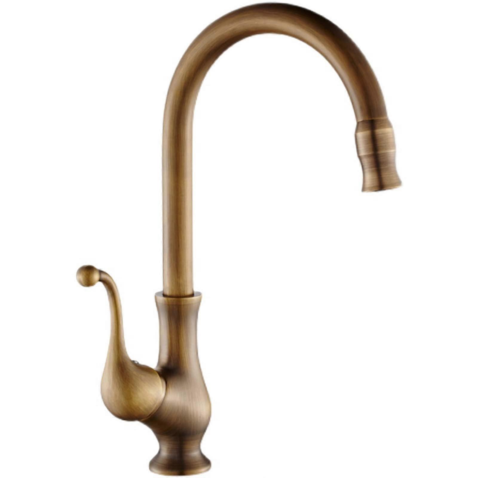 Kitchen Sink Faucet Single Handle Lever Brass 360° Swivel Mixer Tap for Home Garden