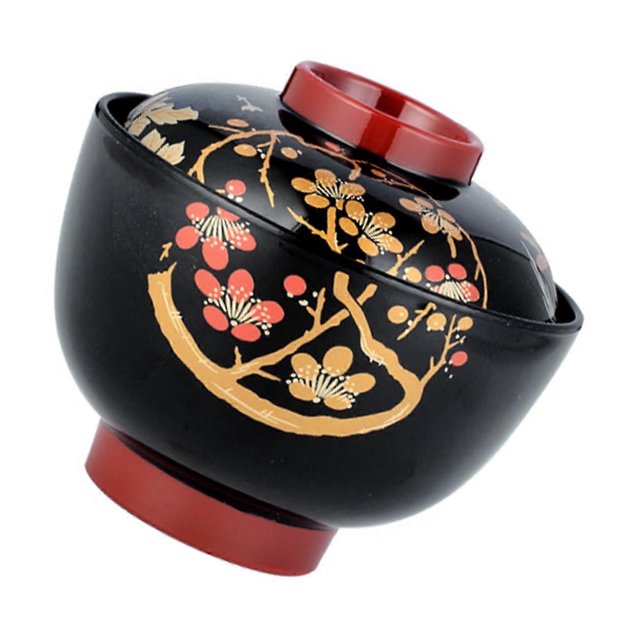 Japanese Soup Bowl with Lid Large Microwave Safe Non Slip Base for Hot and Cold Food Storage