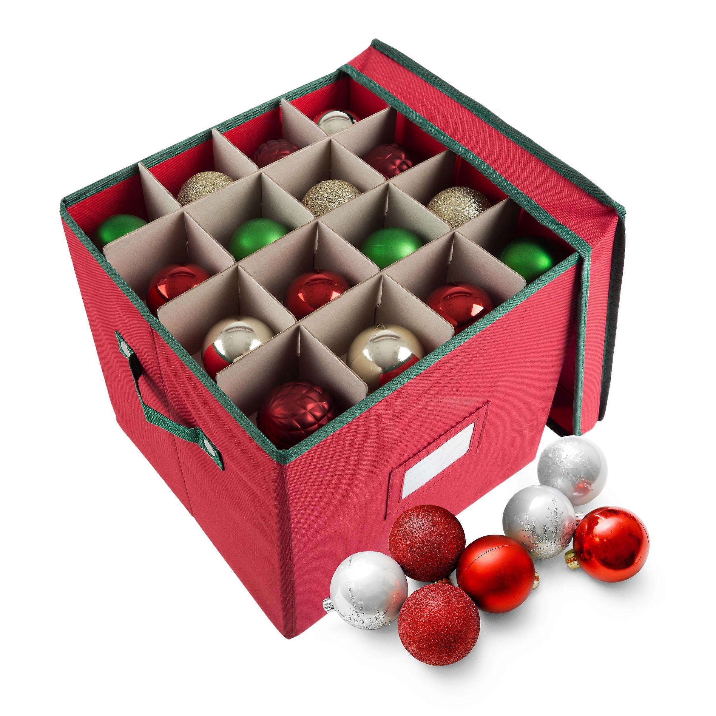 Christmas Ornament Storage Box with 64 Compartments, Protective Dividers, Foldable and WaterResistant