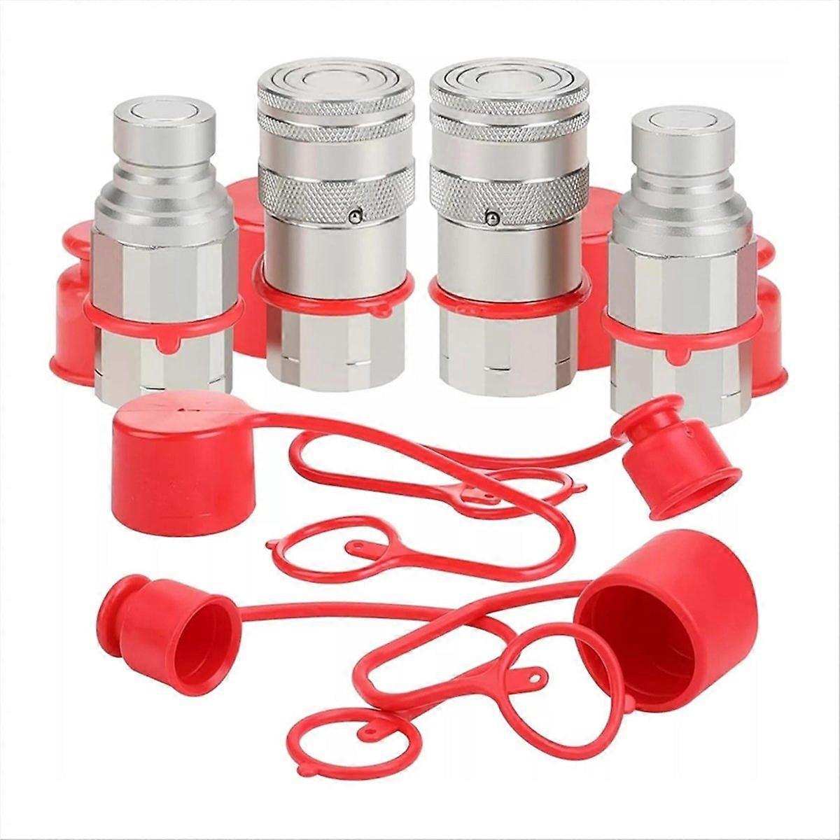 1Sets Hydraulic Quick Connect Couplers 1/2Inch SAE Flat Face