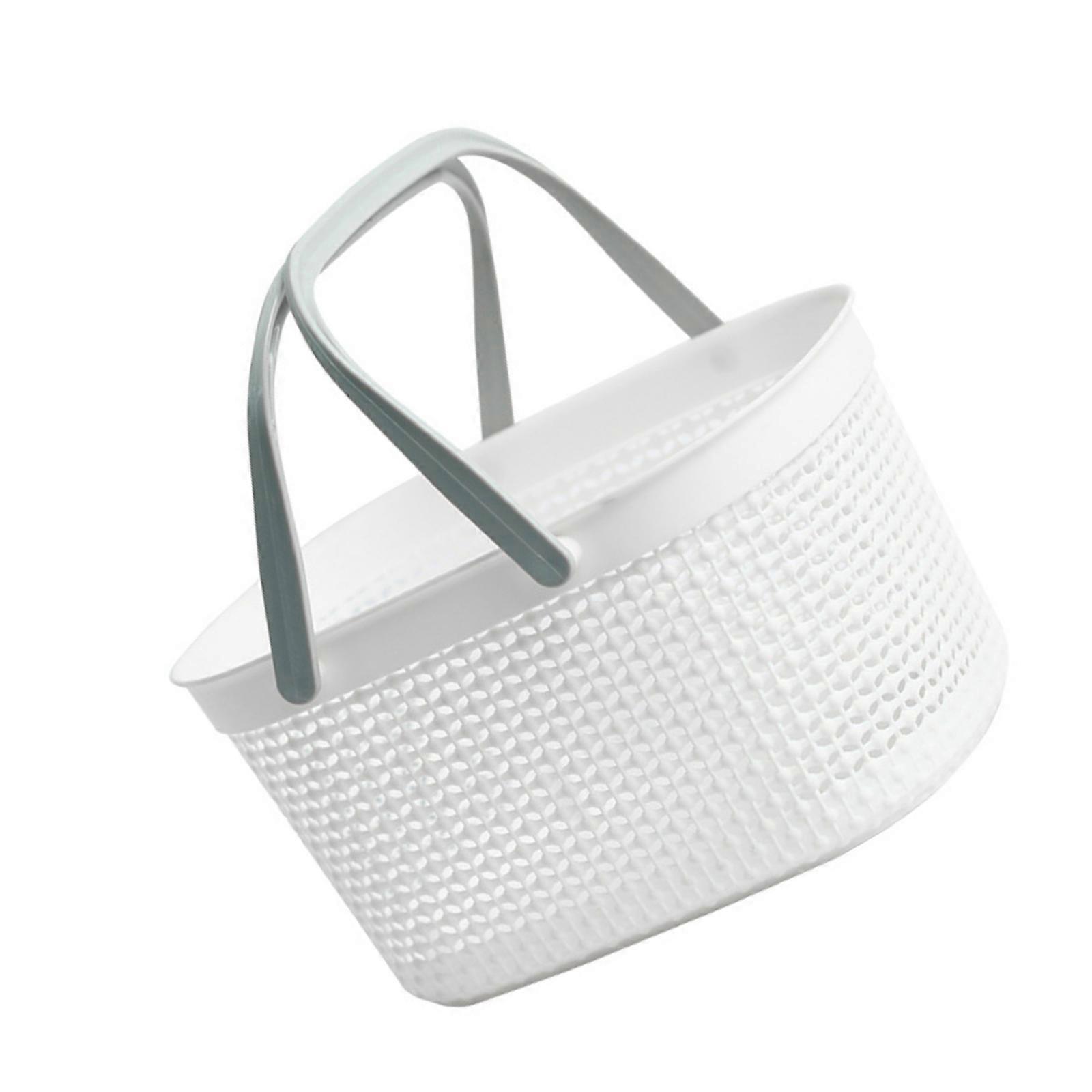 Multiple Section Plastic Organizers for Bathroom Use Waterproof Portable Handle for Easy Carry  White