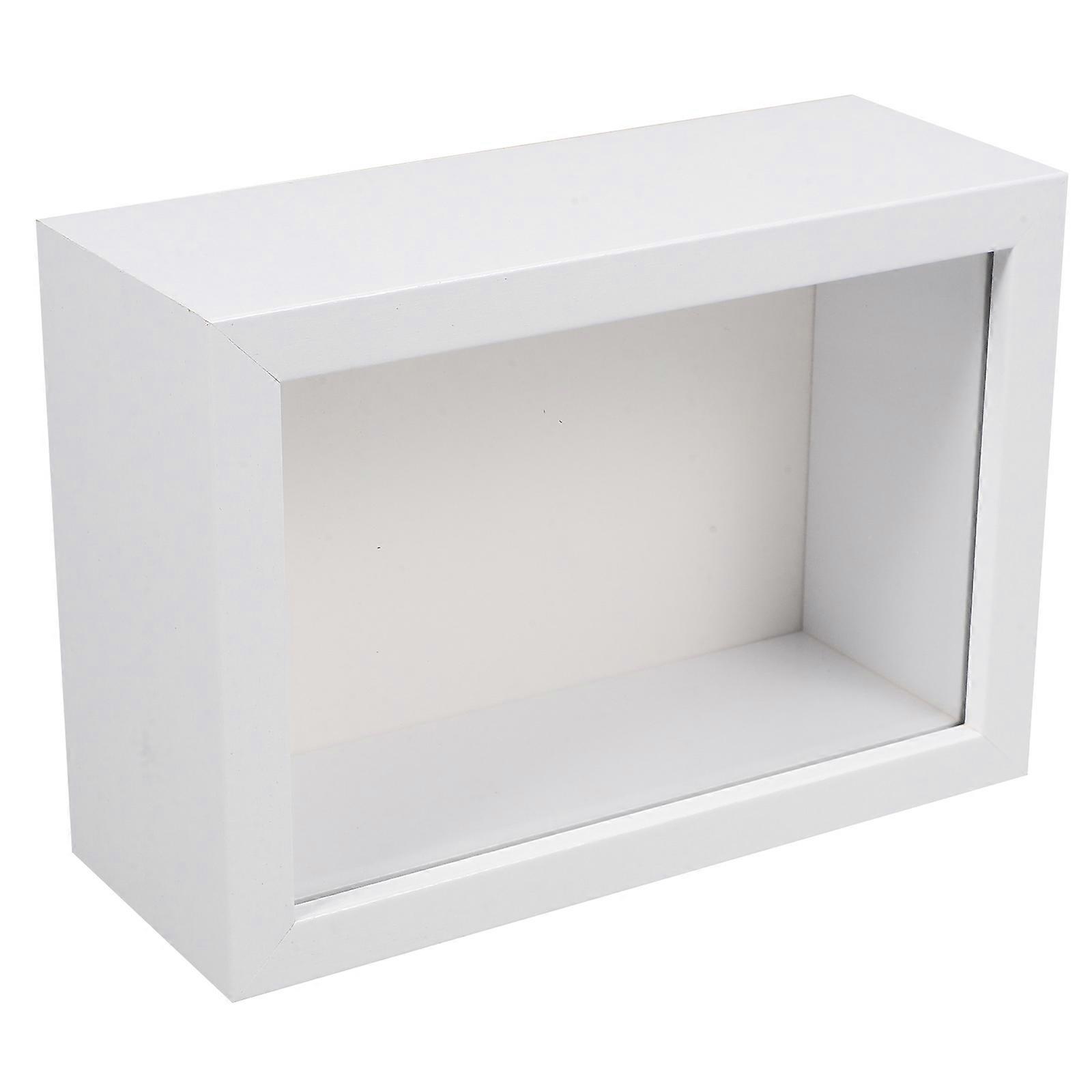 White Wooden Specimen Display Frame for Display Glass Window Shadow Box